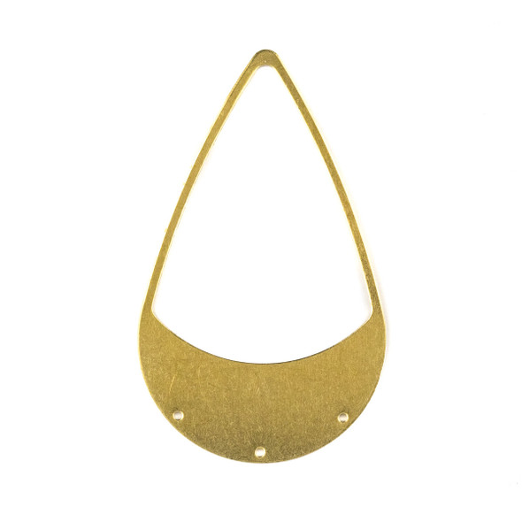 Raw Brass 35x58mm Large Teardrop Link Components with 3 holes - 6 per bag - CTBXJ-054