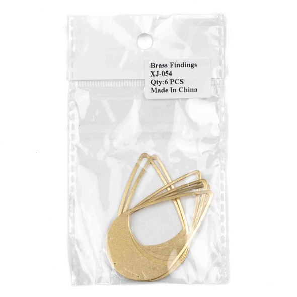 Raw Brass 35x58mm Large Teardrop Link Components with 3 holes - 6 per bag - CTBXJ-054