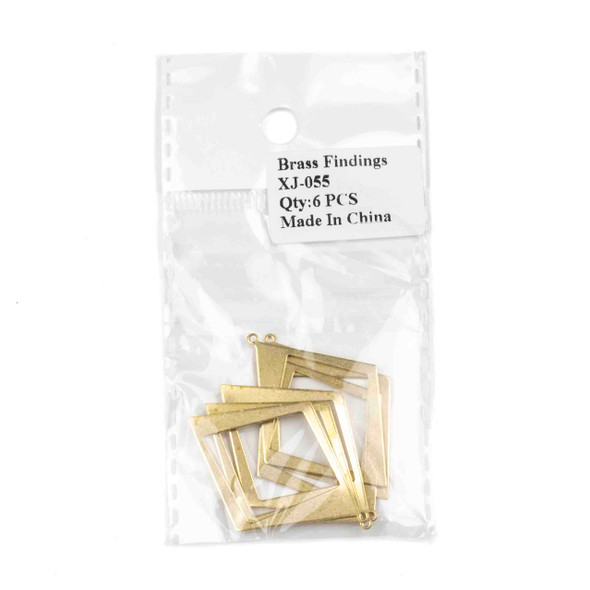 Raw Brass 30x41mm Asymmetrical Diamond Drop Components - 6 per bag - CTBXJ-055