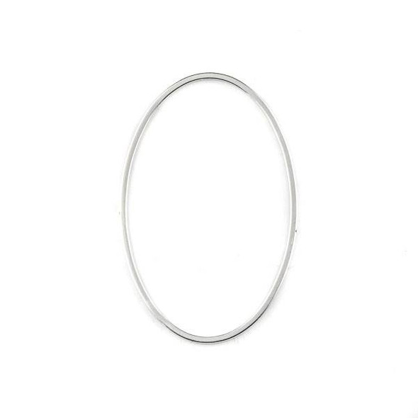 Silver Plated Brass 30x46mm Oval Hoop Components - 6 per bag - CTBYH-009s