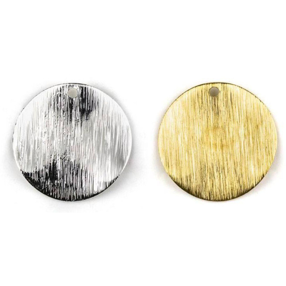 Cherry Tree Beads Brass 25mm Wavy Textured Coin Drop Components - 6 per bag 