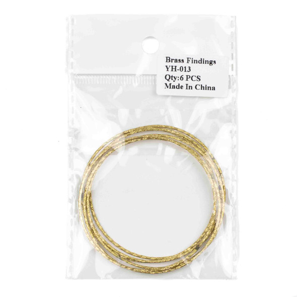 Raw Brass 60mm Textured Hoop Components - 6 per bag - CTBYH-013b