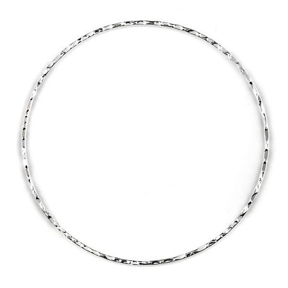 Silver Plated Brass 60mm Textured Hoop Components - 6 per bag - CTBYH-011s