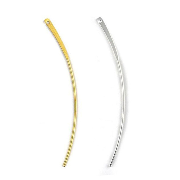 Cherry Tree Beads Brass 2x72mm Curved Bar Drop Components with Flat Top - 6 per bag 
