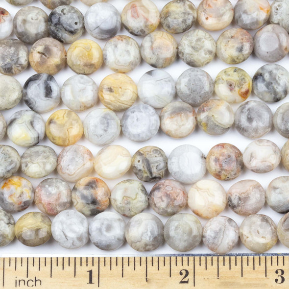 Crazy Lace Agate 10mm Coin Beads - approx. 8 inch strand, Set A