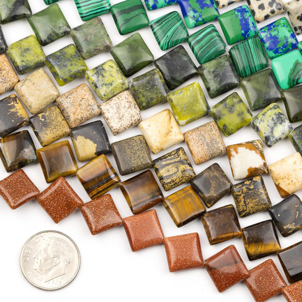 Cherry Tree Beads Gemstone 10mm Diagonal Drilled Square Beads - approx. 8 inch strand  Cherry Tree Beads Gemstone 10mm Diagonal Drilled Square Beads - approx. 8 inch strand