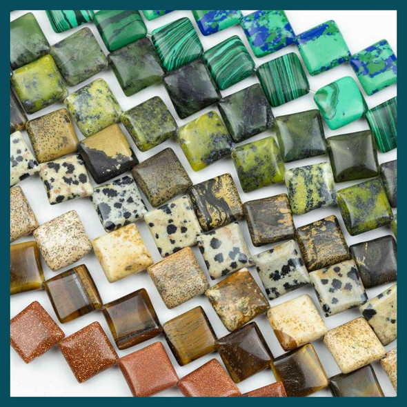 Cherry Tree Beads Gemstone 10mm Diagonal Drilled Square Beads - approx. 8 inch strand  Cherry Tree Beads Gemstone 10mm Diagonal Drilled Square Beads - approx. 8 inch strand