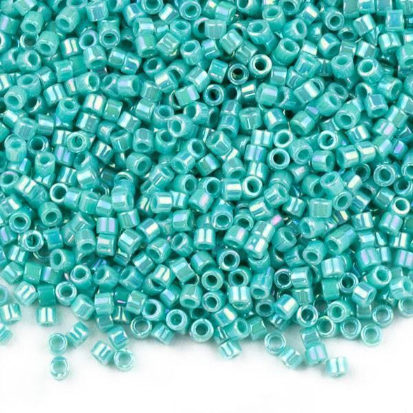  Miyuki 11/0 Turquoise Opaque AB Delica Seed Beads - #166, 7 gram tube 