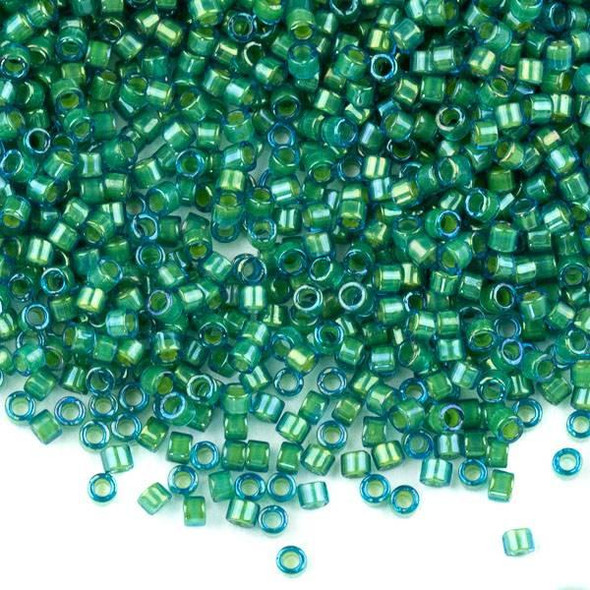  Miyuki 11/0 Fancy Lined Aqua Green Delica Seed Beads - #2381, 7 gram tube 
