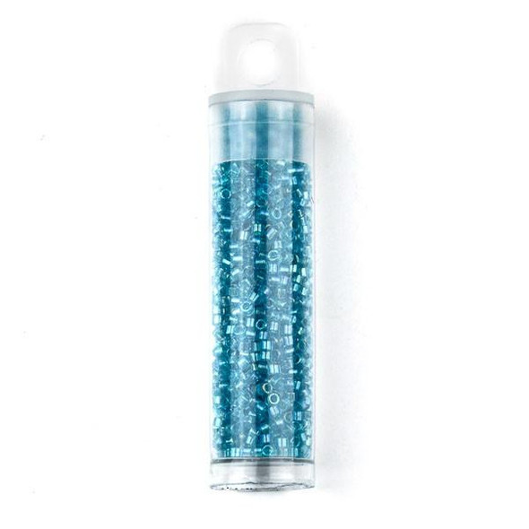  Miyuki 11/0 Fancy Lined Aqua Delica Seed Beads - #2382, 7 gram tube 