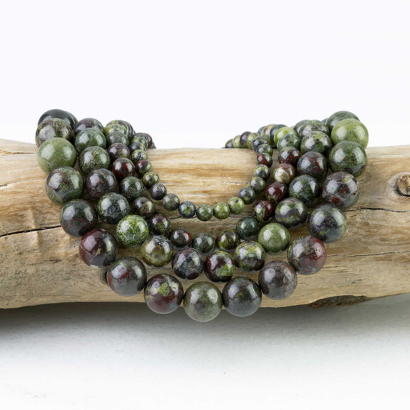 deep forest green and earthy red beads for making jewelry
