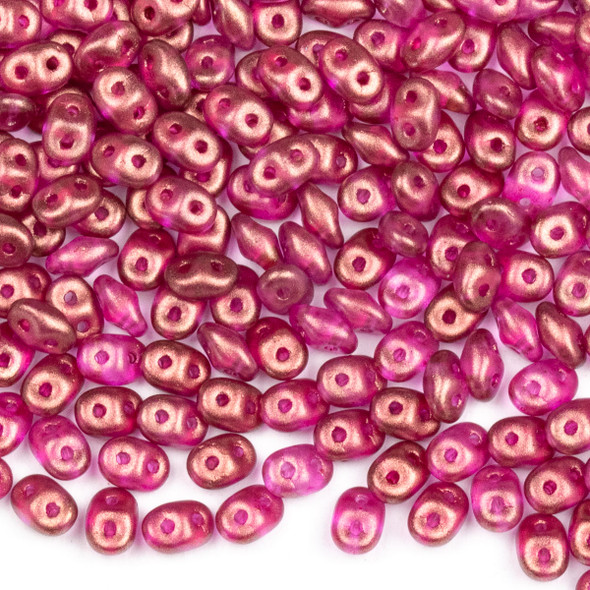 Matubo Czech Glass Superduo 2.5x5mm Seed Beads - Halo French Rose, #0500030-29260-TB, approx. 22 gram tube