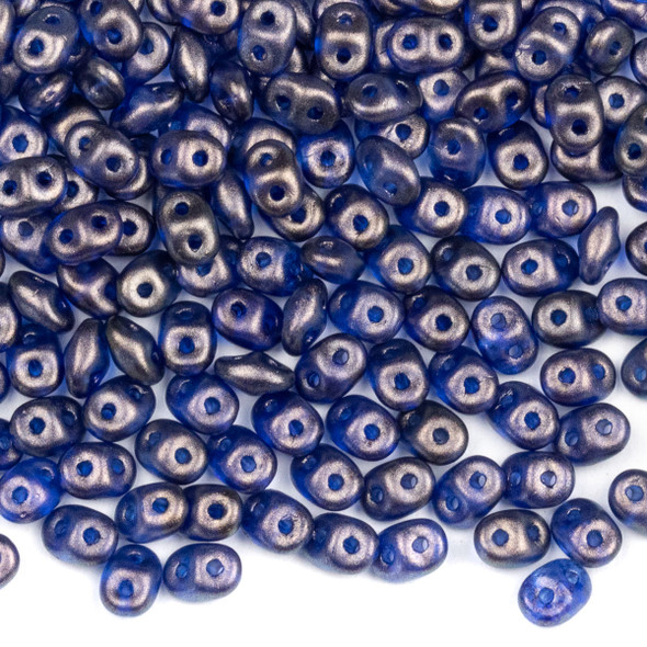Matubo Czech Glass Superduo 2.5x5mm Seed Beads - Halo Cerulean Blue, #0500030-29264-TB, approx. 22 gram tube