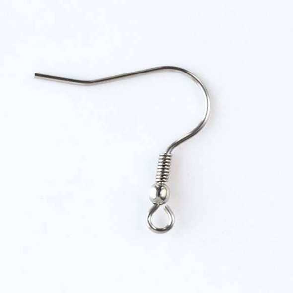Silver Surgical Steel 20mm French Ear Wire with Ball and Coil - 10 pairs per bag