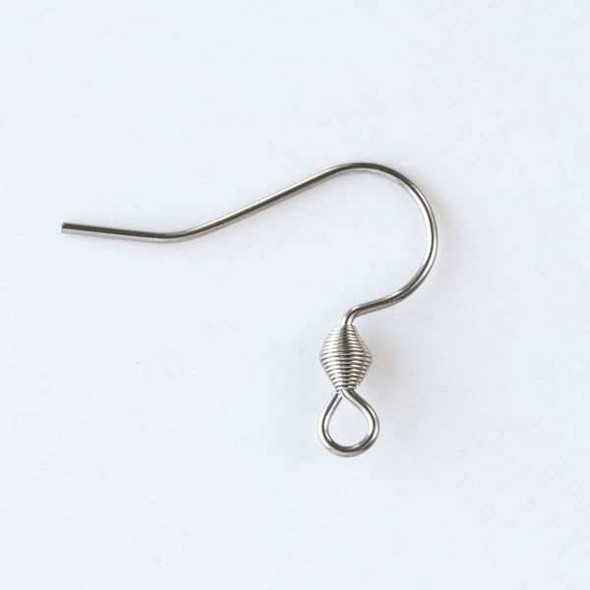 Silver Surgical Steel 17x21mm French Ear Wire with Fatten Coil - 10 pairs per bag