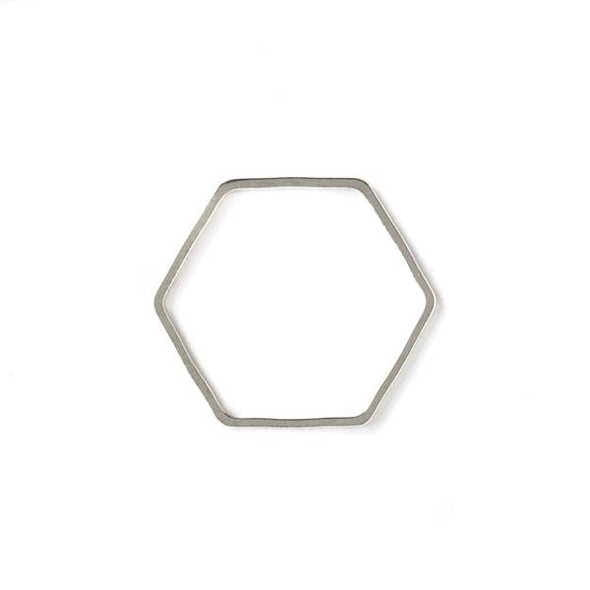 Silver Plated Brass 22x25mm Hexagon Link - 6 per bag - ES7593s
