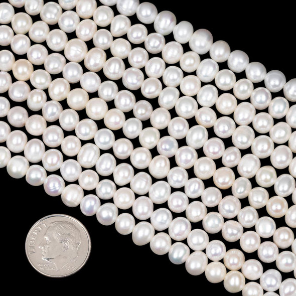 Cherry Tree Beads Freshwater Pearl 5-6mm White Potato Beads - 14 inch strand 