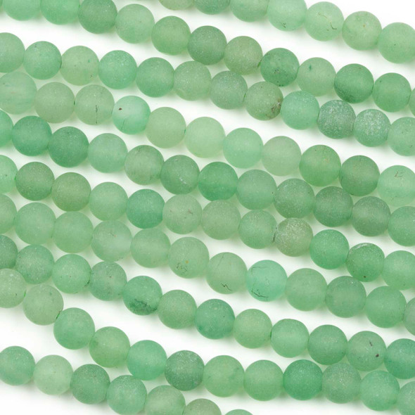 Matte Green Aventurine 6mm Round Beads - 15 inch strand