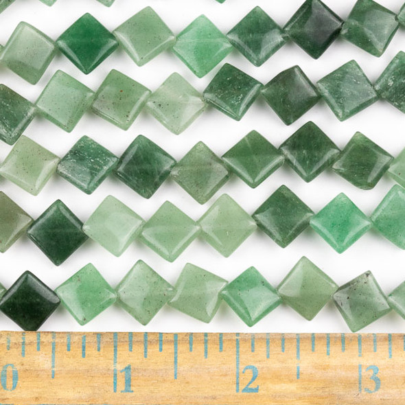 Green Aventurine 10mm Diagonal Drilled Square Beads - approx. 8 inch strand, Set A