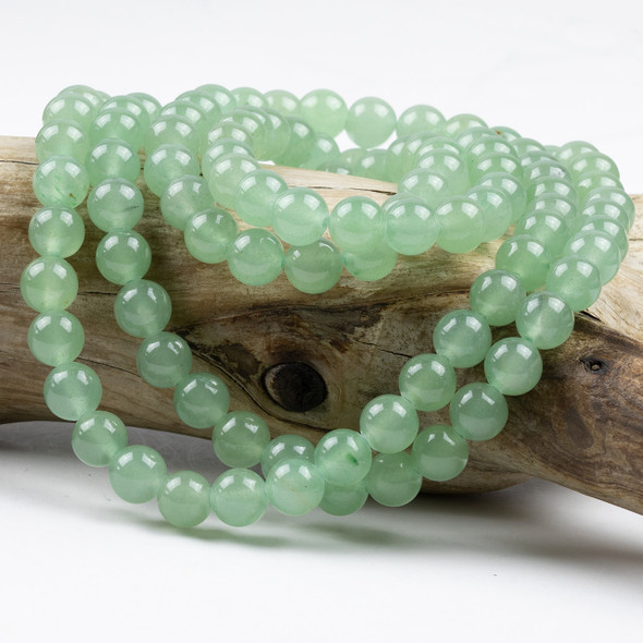 Cherry Tree Beads Green Aventurine 8mm Mala Round Beads - 115 beads per strand