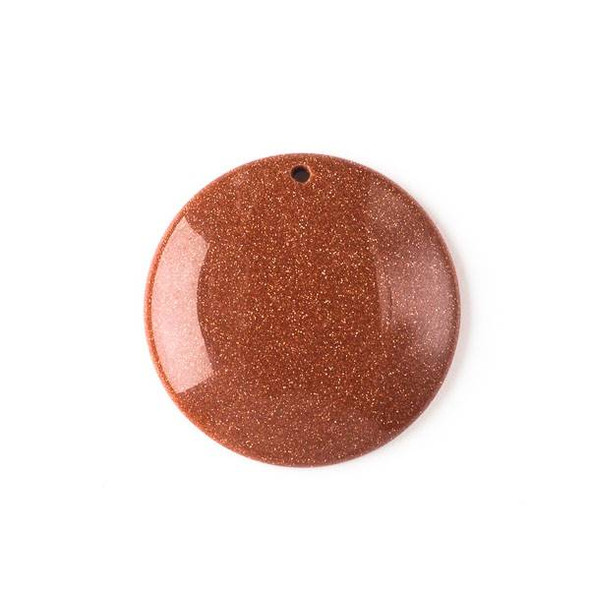 Goldstone 40mm Top Front to Back Drilled Coin Pendant with a Flat Back - 1 per bag