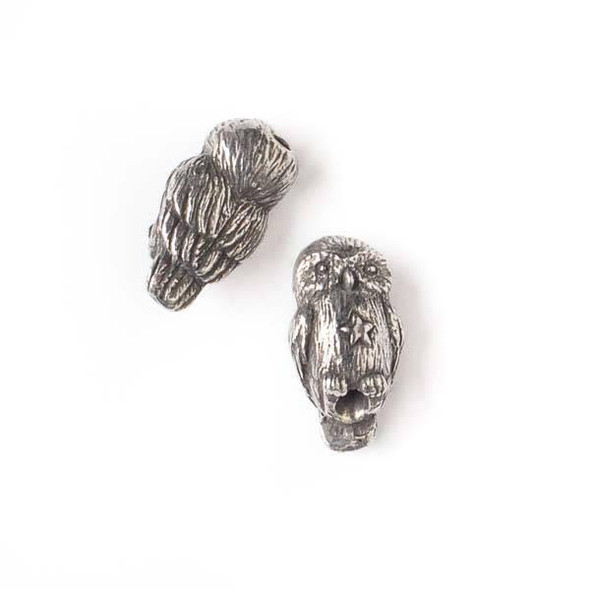 Green Girl Studios Pewter 12x22mm Barn Owl Bead with a 2.75mm Hole - 1 per bag 