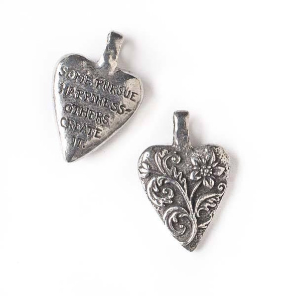  Green Girl Studios Pewter 19x29mm Floral Heart Pendant - 1 per bag 