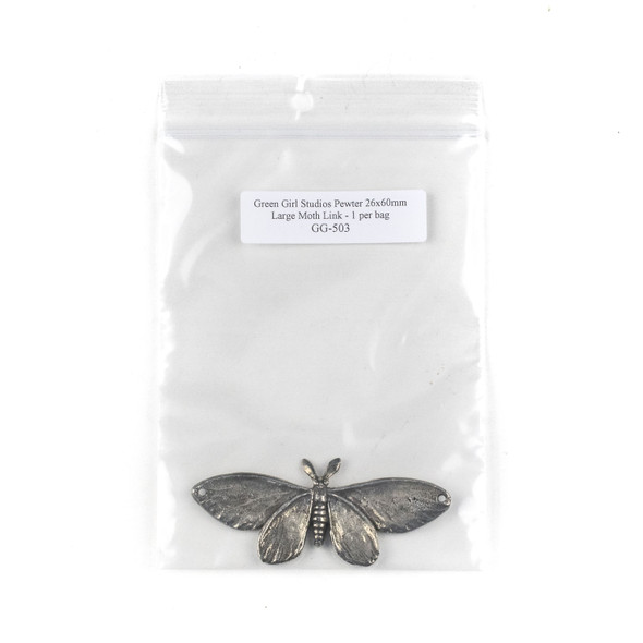 Green Girl Studios Pewter 26x60mm Large Moth Link - 1 per bag
