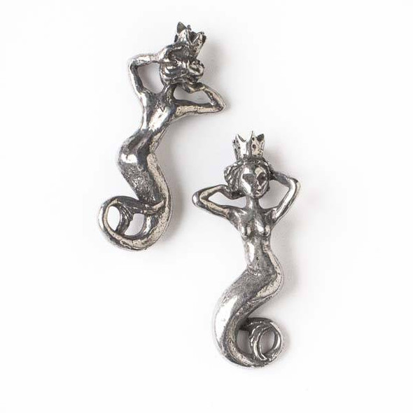 Green Girl Studios Pewter 20x42mm Mermaid Queen Pendant - 1 per bag