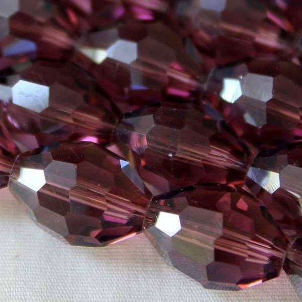 Glass Crystal Faceted 10x13mm Medium Amethyst Rice - approx. 8 inch strand