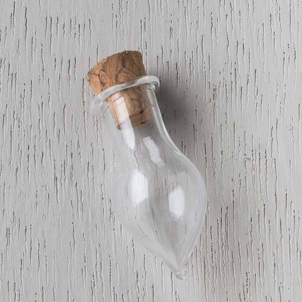 13x30mm Pointed Bulb Shaped Glass Bottle with Cork Stopper