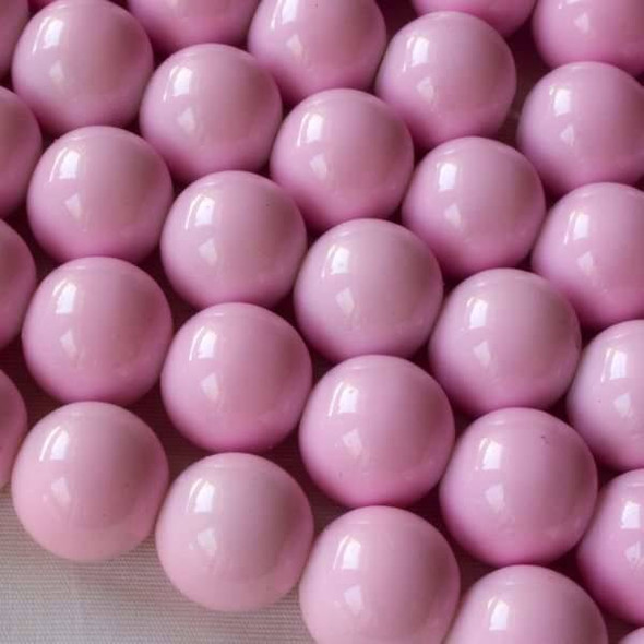 Glass 12mm Light Pink Round - approx. 8 inch strand