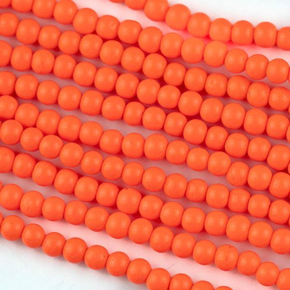 Glass 4mm Orange Round - approx. 8 inch strand