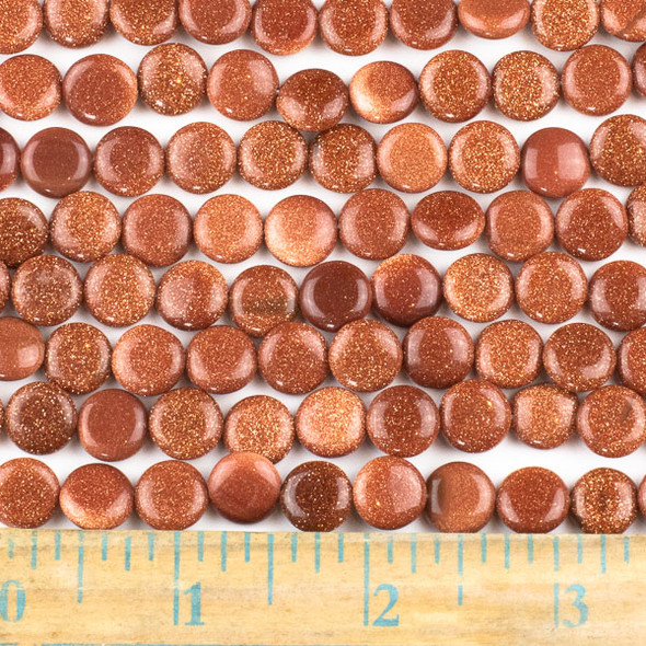 Goldstone 10mm Coin Beads - approx. 8 inch strand, Set A