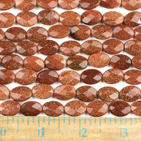 Goldstone 10x14mm Faceted Oval Beads - approx. 8 inch strand, Set B