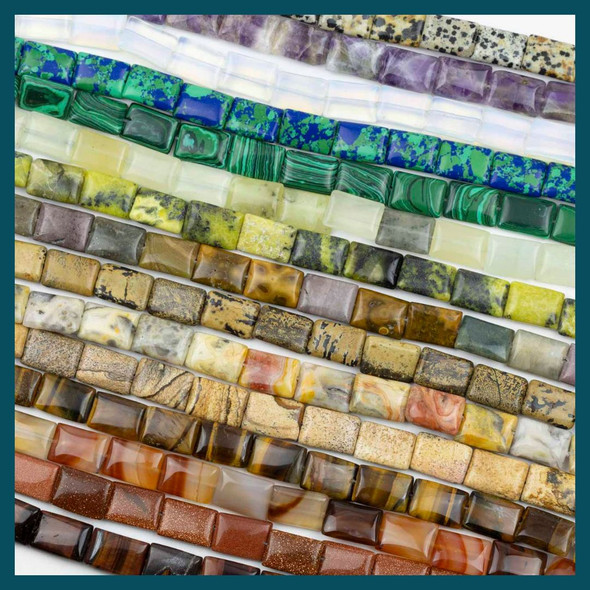 Gemstone 10x14mm Rectangle Beads - approx. 8 inch strand