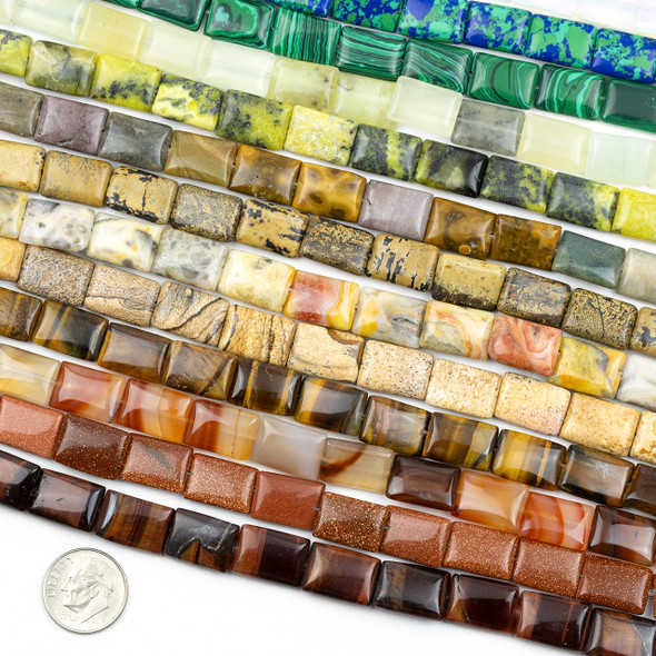 Gemstone 10x14mm Rectangle Beads - approx. 8 inch strand
