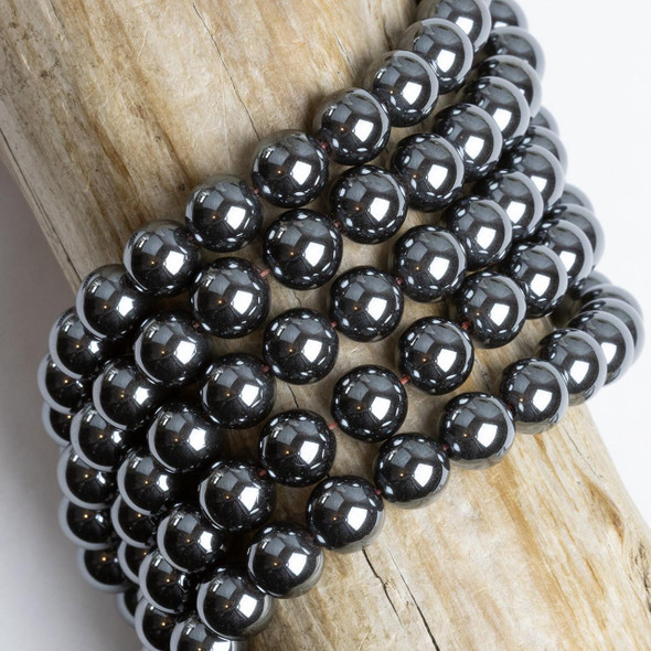 Cherry Tree Beads Hematite 8mm Round Beads - 15 inch strand 