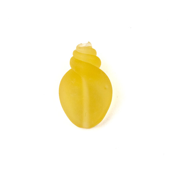 Handmade Lampwork Glass 16x26mm Matte Yellow Conch Shell Bead - 1 per bag