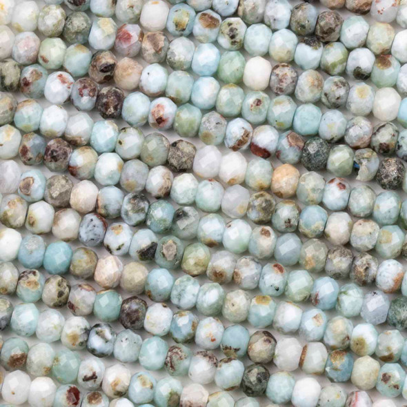 Larimar 3x4mm Faceted Rondelle Beads - 15 inch strand