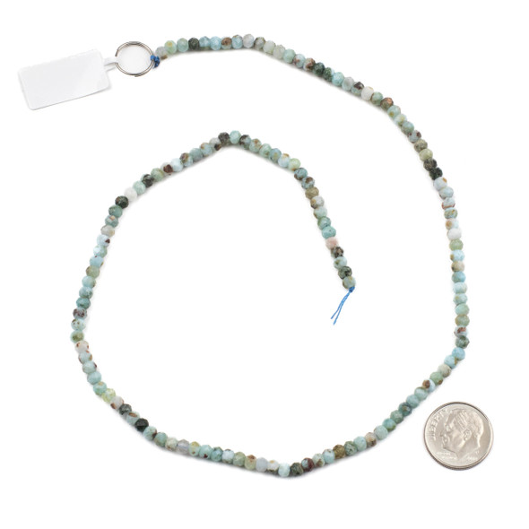 Larimar 3x4mm Faceted Rondelle Beads - 15 inch strand