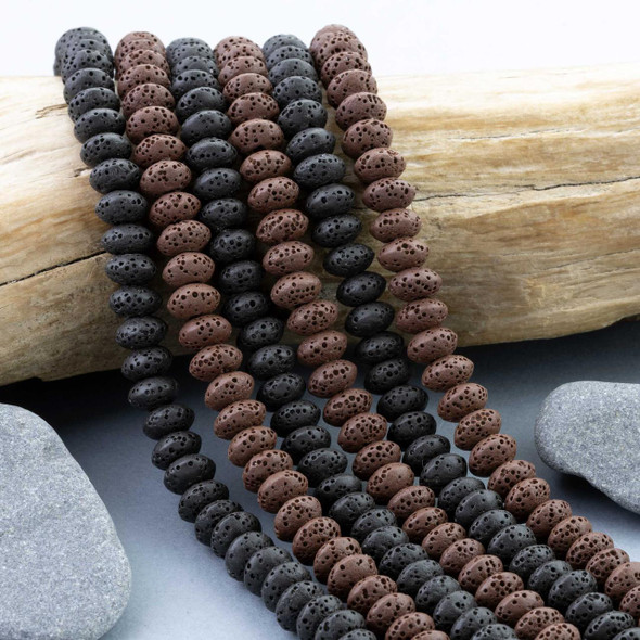 Cherry Tree Beads Waxed Lava 5x8mm Rondelle Beads - 8 inch strand 