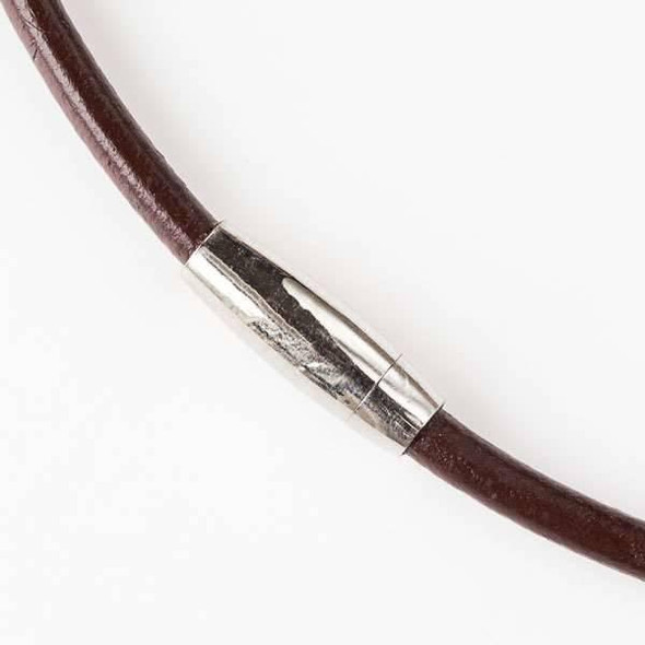 5mm Dark Brown Braided Leather 20 inch Necklace with a Stainless