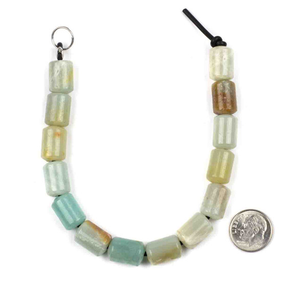 Large Hole Amazonite 10x14mm Barrel Beads with 2.5mm Drilled Hole - approx. 8 inch strand