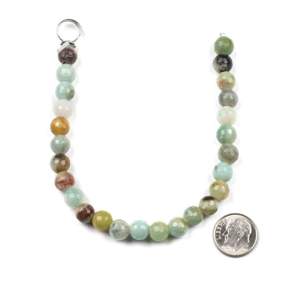 Faceted Large Hole Amazonite 8mm Round Beads with a 2.5mm Drilled Hole - approx. 8 inch strand