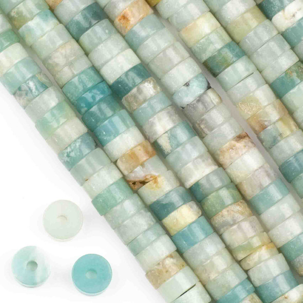 Large Hole Amazonite 3-5x10mm Heishi with 2.5mm Drilled Hole - approx. 8 inch strand