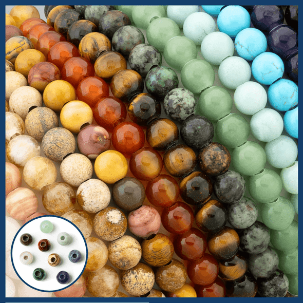Cherry Tree Beads Large Hole Gemstone 12mm Round Beads with 4mm Drilled Hole - approx. 8 inch strand