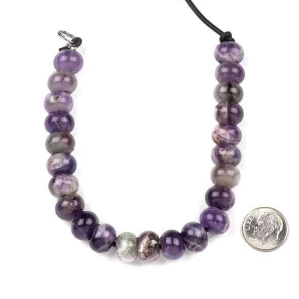 Large Hole Amethyst 8x12mm Rondelle Beads with 2.5mm Drilled Hole - approx. 8 inch strand