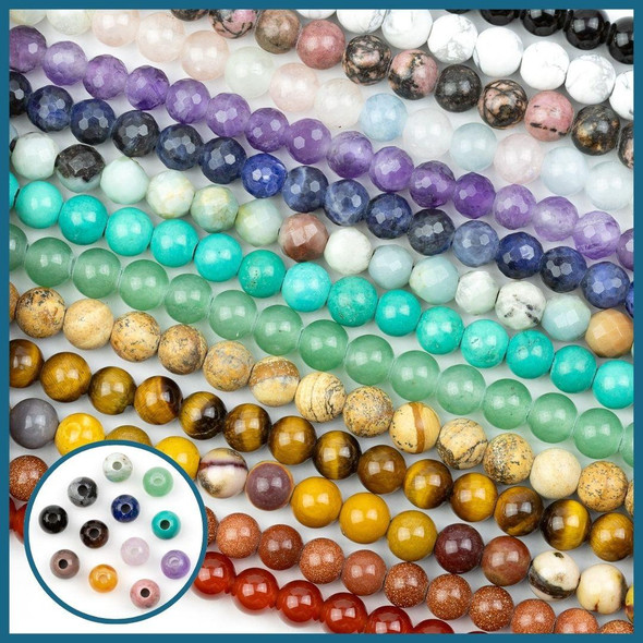 Cherry Tree Beads Large Hole Gemstone 8mm Round Beads with a 2.5mm Drilled Hole - approx. 8 inch strand