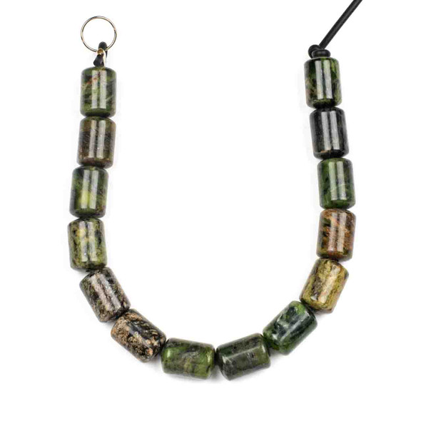 Large Hole Chinese Jade 10x14mm Barrel Beads with a 2.5mm Drilled Hole - approx. 8 inch strand